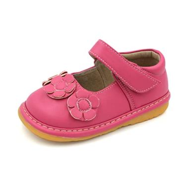 Imagem de Little Mae's Boutique Sapatos Mary Jane Brancos, Pretos, Marrom, Rosa ou Roxo Squeaky para Meninas Crianças, Tênis de Caminhada Ideal para Bebês, Tênis Removível, rosa, 8 Toddler