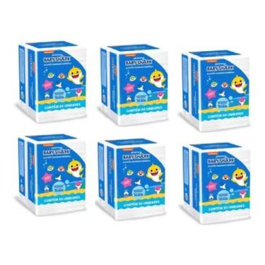 Imagem de Algodão Quadrado limpeza e higiene - Baby Shark  Kit 6 Pacotes C/50 Un