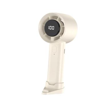 Imagem de IEUDNS Ventilador de mão, pequeno e calmo mini fã USB com exibição LED Speeds Speeds Ajustável Fan para caminhada Sala de acampamento de viagens de carro, Bege