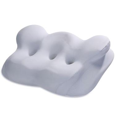 Imagem de Almofada de pescoço cervical para alívio da dor, travesseiro ergonômico de espuma viscoelástica para suporte de pescoço, travesseiro inodoro com fronha refrescante