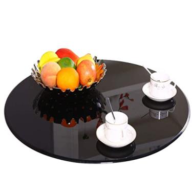 Imagem de Bandeja, bandeja giratória 24, bandeja de serviço de mesa, vidro temperado com base de alumínio, silenciosa, suave, fácil de compartilhar alimentos (cor: preto)