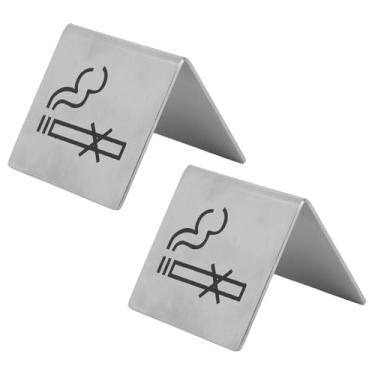 Imagem de 2pcs Não Fumando Placas de Barraca de Mesa, Placa de Aço Inoxidável Não Fumando Sinal de Aviso para o Restaurante Em Casa Business Hotel