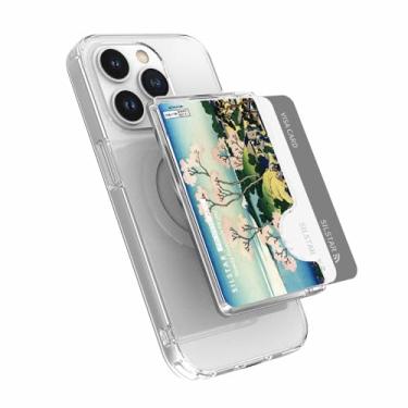Imagem de SILSTAR PROFESSIONAL Suporte para cartão com compatibilidade MagSafe para iPhone 16/15/14/13, Katsusika Hokusai_Fuji de Goten Yama, PC resistente a arranhões, 36 ímãs fortes para armazenamento seguro