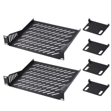Imagem de GeeekPi Prateleira de rack de servidor 1U, bandeja de montagem em rack ventilada de 20 cm de profundidade para rack e armário de equipamentos de rede de 20 polegadas e armário de servidor DeskPi