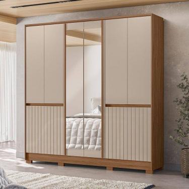 Imagem de Guarda Roupa Alasca 10 Portas 2 Espelhos 4 Gavetas Carvalho/Cinza