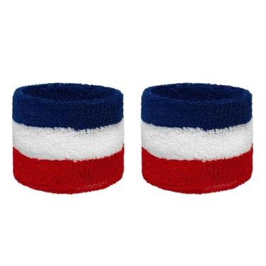 Imagem de Couver Pulseira de moletom juvenil listrada com bandeira dos EUA de 7,6 cm para esportes e mais, 1 par