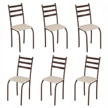 Imagem de Conjunto Com 6 Cadeiras Marabá Marrom Assento Creme Teixeira Marrom Com Creme