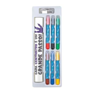 Imagem de Giz Cera Retrátil + Régua Crescimento Raptors Caixa 8 Pcs