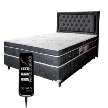 Imagem de Cama box VIÚVA 1,20x1,88 com Controle Massagem Cabeceira cor Cinza gra