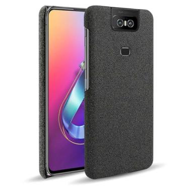 Imagem de Capa para ASUS Zenfone Zs630kl,Capa desenhada em lona,Case Protetora Ultrafina com Empunhadura Macia,Design em Tecido Antichoque e Antiarranhões-Black