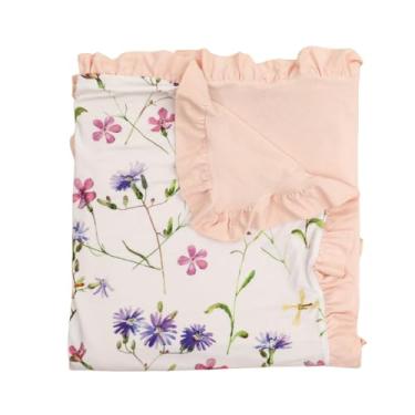 Imagem de runzhuoyang Cobertores de bambu para meninas, colcha elástica, roupa de cama para bebês recém-nascidos e crianças, cobertor de babados para crianças, cobertores macios e confortáveis. Tamanho 101,6 x