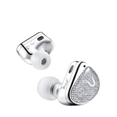 Imagem de Fones de ouvido intra-auriculares EarAcoustic com fio, pontas de fone de ouvido P/M/G, capa para fone de ouvido, cabo sem emaranhamento de 3,5 mm, adequado para amantes de música, prateado