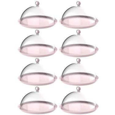 Imagem de 8 Porta Bolo Rosa Himalaia 30cm com Cúpula Bubble Crippa Boleira Torta Doces