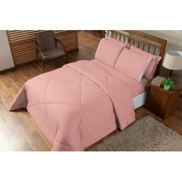 Imagem de Kit Edredom Casal Queen Dupla Face Aconchego 06 Peças - Rose - Casa Co