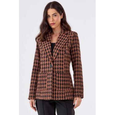 Imagem de Blazer PKS Alfaiataria Tweed Preto e Marrom, P