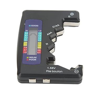 Imagem de Medidor de Capacidade de Bateria Digital, Testador de Medidor de Capacidade de Bateria Digital Universal D C N AAA AA 9V 1,5V Analisador de Célula de Botão Tela LCD, (Preto)
