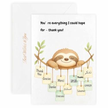 Imagem de MAGJUCHE Cartão de agradecimento para namorada – Selo e envelope de cera elegante, papel 300 g/m², impressão vívida de 600 DPI, 12 x 17 cm, design de preguiça