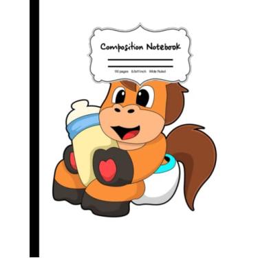 Imagem de Caderno de composição: Diário de caderno de papel pautado de cavalo mamadeira de cavalo | Bebê fofo para adolescentes, crianças, estudantes, meninas, para casa, escola, faculdade, para escrever notas