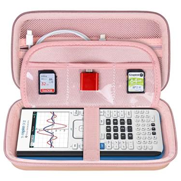 Imagem de BOVKE Estojo de viagem para calculadora Texas Instruments TI-Nspire CX II CAS/CX II/CX/CX CAS e mais – Bolso de malha para cabos de carregamento USB e outros materiais escolares, ouro rosa