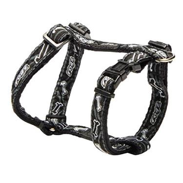 Imagem de Rogz Fancy Dress Pequeno 9,5 mm Jellybean ajustável Fashion Dog H-Harness Design de osso preto