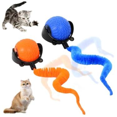 Imagem de Yalemie 2 peças de brinquedos elétricos interativos para cães e gatos, bola de perseguição inteligente para animais de estimação, brinquedos de bola de gato e cachorro de rolamento rápido para cães e