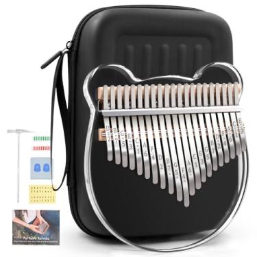 Imagem de Piano de polegar acrílico Kalimba, YUNDIE portátil 17/21 teclas, Mbira, cristal de dedo, instrumentos musicais, presente de Natal para crianças, adultos, iniciantes profissionais (transparente) (21 chaves)