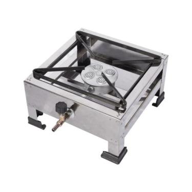 Imagem de Fogão Caminhoneiro 1 Boca Alta Pressão 20x20 + Registro + mangueira + 