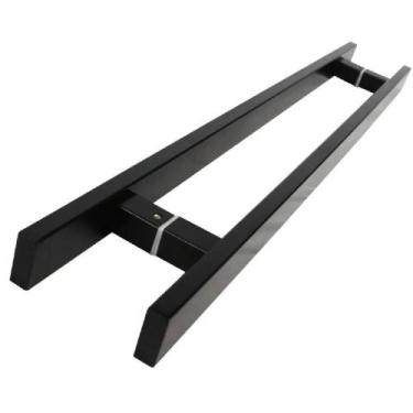 Imagem de Puxador Inox Duplo Para Porta - Barra Chata Preto - 80 Cm - Ideal