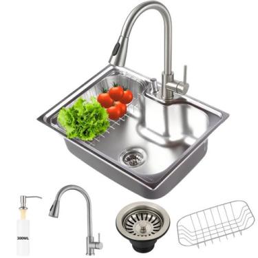 Imagem de Kit Cuba Cozinha Gourmet 50x40cm + Torneira Extensiva Monocomando Quen