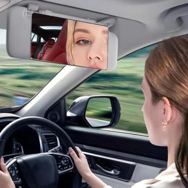 Imagem de iLulala Espelho de viseira solar de carro, espelho de sombra grande para carro, caminhão, SUV, espelho retrovisor com alças.