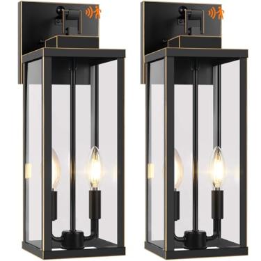 Imagem de BesLowe Luminárias De Parede Externas Com Sensor Movimento 18" Upgrade, Arandelas Luz Para Varanda Do Anoitecer Ao Amanhecer, 3 Modos Iluminação E Ganchos, Bronze Áreas Da Casa, Pacote 2