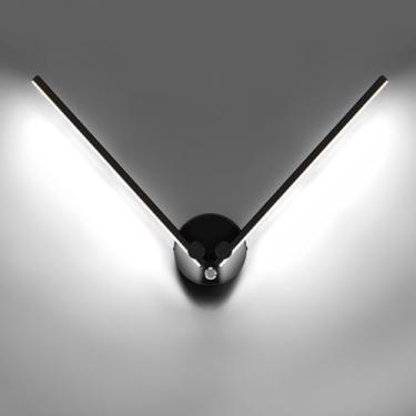 Imagem de Kawell Luminária De Parede Led 12W Com Fio E Interruptor, Braços Giratórios 300°, Iluminação Moderna Para Sala Estar, Quarto, Corredor, Interna Eficiência Energética, Preta, 6000K