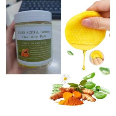 Imagem de Guldsamp Lenços De Limpeza Pele Com Ácido Kójico E Cúrcuma, Discos Limpeza, Disco Vitamina B5, Cúrcuma C, Faciais - 30 Unidades