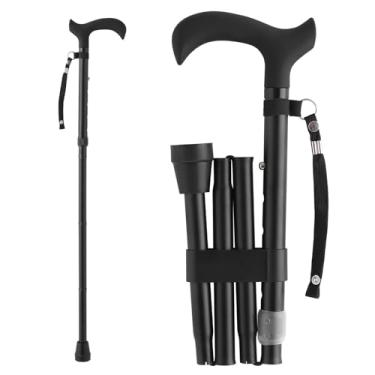 Imagem de CLOKTA Bengala - Dobrável, Ajustável, Para Homens E Mulheres, Com Alça Confortável Idosos Adultos (Preta)