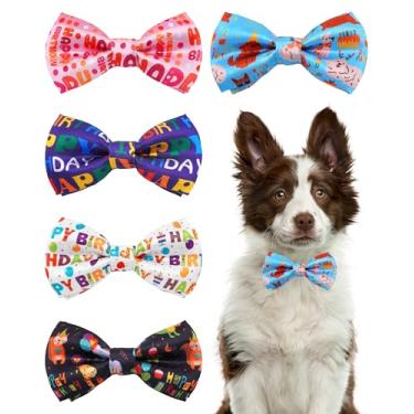 Imagem de PET SHOW Pacote com 5 gravatas borboleta para cães grandes, acessório para coleira deslizante, para cães médios e grandes, festas, balões, bolos, laço, colarinho, berloques, acessórios de cuidados