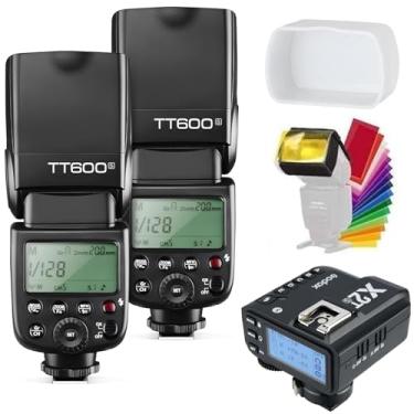 Imagem de Godox 2 flash TT600S com kit de gatilho para câmeras Sony, flash Speedlite sem fio HSS GN60 2.4G, flash mestre/escravo com sistema de gatilho X 2,4G integrado, transmissor de gatilho X2T-S, difusor e