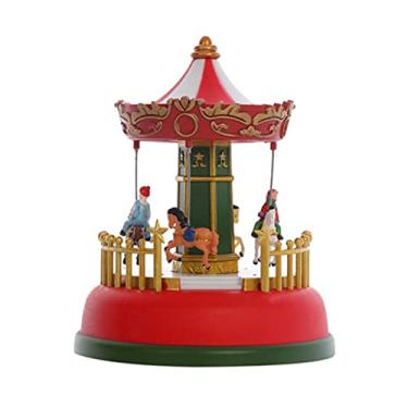 Imagem de Kuashidai Merry-Go-Round Caixa de música de Natal, mini carrossel de música luminosa, roda-gigante, decoração de mesa romântica animada