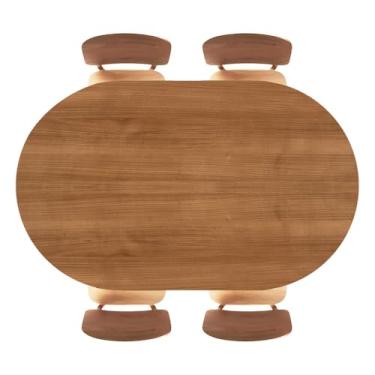 Imagem de Vbcrtoxlm Toalha de mesa oval elíptica, textura natural de madeira rústica, tecido impermeável para decoração de Natal/jantar/evento, serve para mesas ovais de 107 x 152 cm