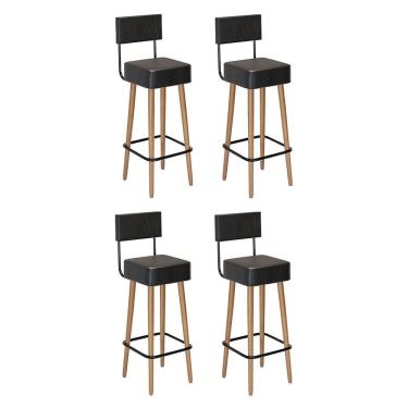 Imagem de Kit 4 Banquetas Barcelona 96cm Couríssimo Preto - Salaone Preto