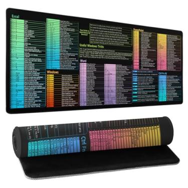 Imagem de Folha de dicas Excel Módulos de função Excel e funções comuns Mouse Pad Grande XL Gaming Desk Mat para teclado mouse escritório folha de cálculo PC tapete de computador antiderrapante e impermeável 80