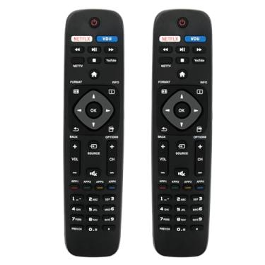Imagem de Pacote com 2 controles remotos de substituição NH500UP compatível com Smart TV Philips, LCD LED Android e Google TVs, backup para URMT26CND001 URMT26RST004 NH800UP BT800 98GR8BDENTPHT YKF308-007