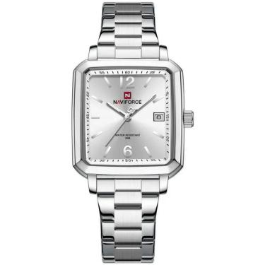 Imagem de Relógio Masculino Design Quadrado Casual Esportivo De Quartzo Impermeavel Branco Prata