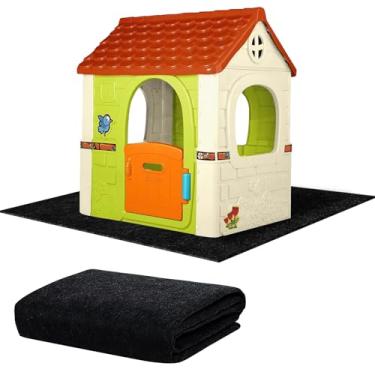 Imagem de HFYZZ Tapete de casinha de brinquedo ao ar livre, 138 cm x 128 cm de feltro para atividades ao ar livre com suporte antiderrapante, protetor externo para casa de jogos, tapete para casa de brincar