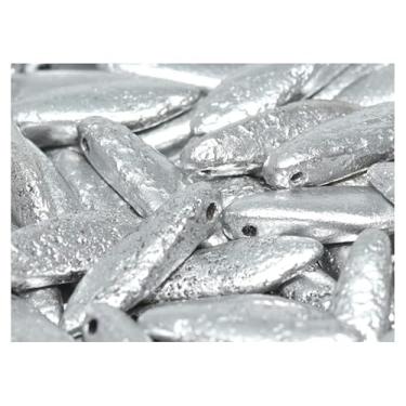 Imagem de 100 contas de adaga 5 x 16 mm, prata de alumínio gravado, vidro tcheco