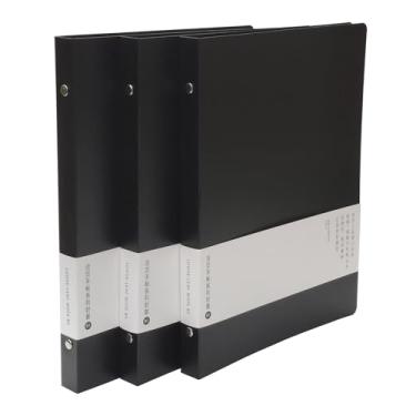 Imagem de Pacote com 3 capas de fichário de PVC A5 A6 B5, 6 anéis, 9 anéis, capas de fichário de PVC recarregáveis, protetor de fichário de folhas soltas (B5, pacote com 3 preto)