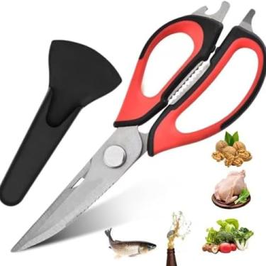 Imagem de Tesoura De Cozinha Desmontável Aço Inox Cortar Alimentos Frango Peixe Multiuso-Vende Ma...