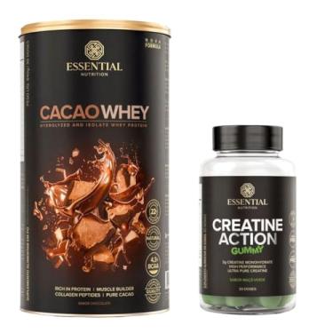 Imagem de Kit Cacao Whey 840g + Creatine Action Gummy 60un Sabor Maçã Verde - Essential