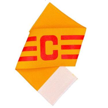 Imagem de Braçadeira Amarela e Vermelha Faixa de Capitão de Futebol Ajustável - 