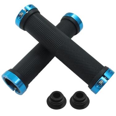 Imagem de Unlorspy 2 Pegas de guidão de montanha azul, borracha macia antiderrapante aderência de bicicleta para bicicletas, estrada, MTB, cruzador de praia, bicicleta dobrável, scooter