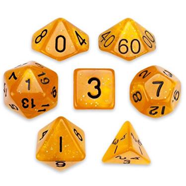 Imagem de Wiz Dice Série II – Conjunto de dados poliédricos para jogos de aventura de RPG de mesa com saco de dados – Conjunto de dados DND bom para Dungeons and Dragons, Magic The Gathering and Dice Games – Brandy anão – Conjunto de 7